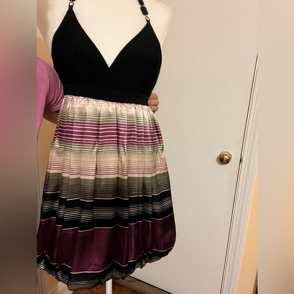 Black bubble halter top dress - Small